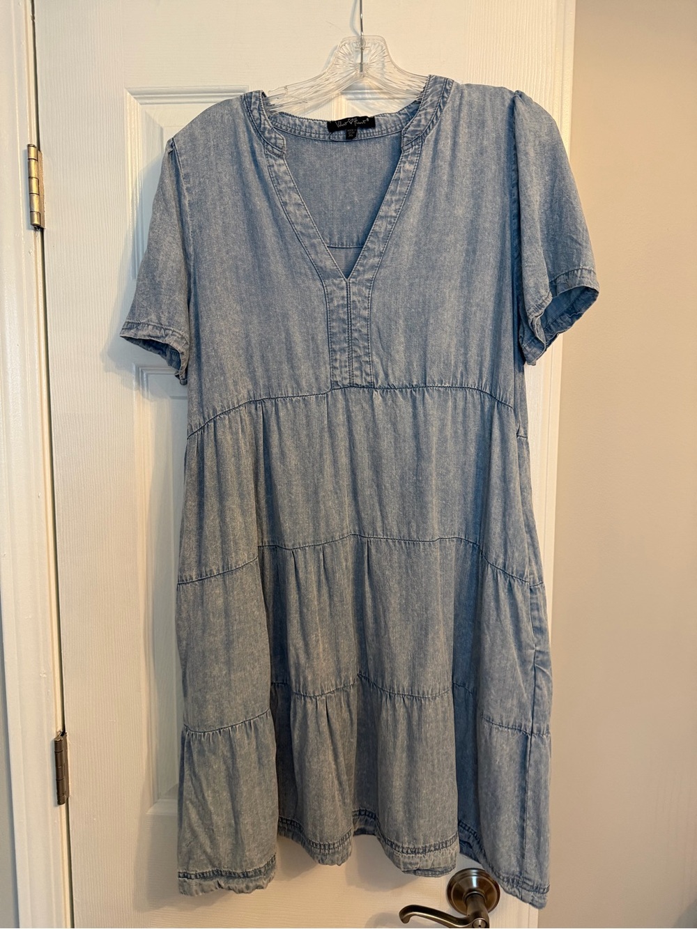 Velvet Heart Light Blue Denim V-Neck Dress